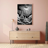 Stormy Seas in a Bottle Art Poster Print for Home Decor PosterGoat