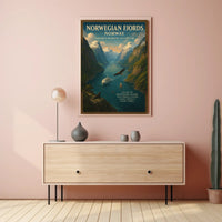 Norwegian Fjords Vintage Travel Poster Print