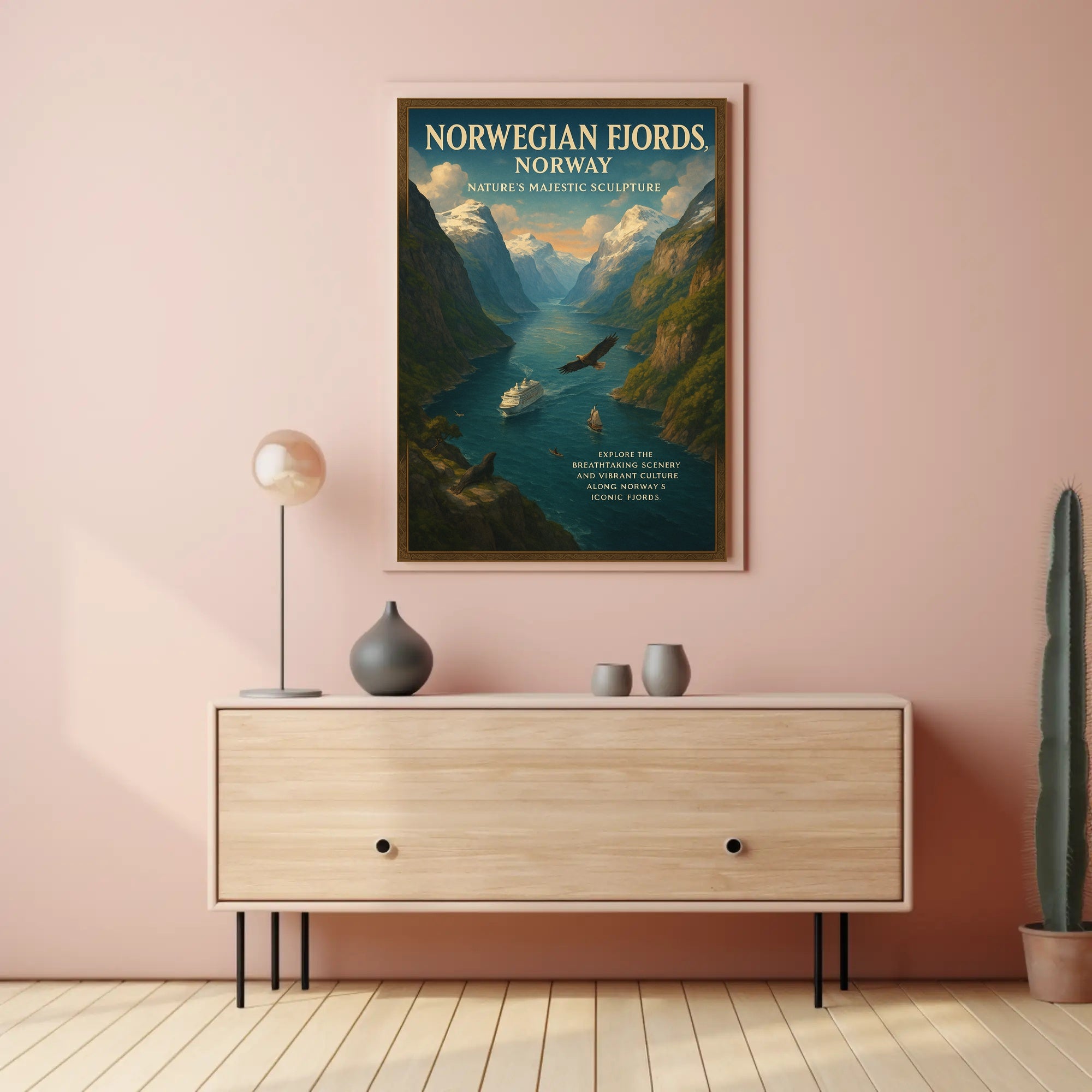 Norwegian Fjords Vintage Travel Poster Print
