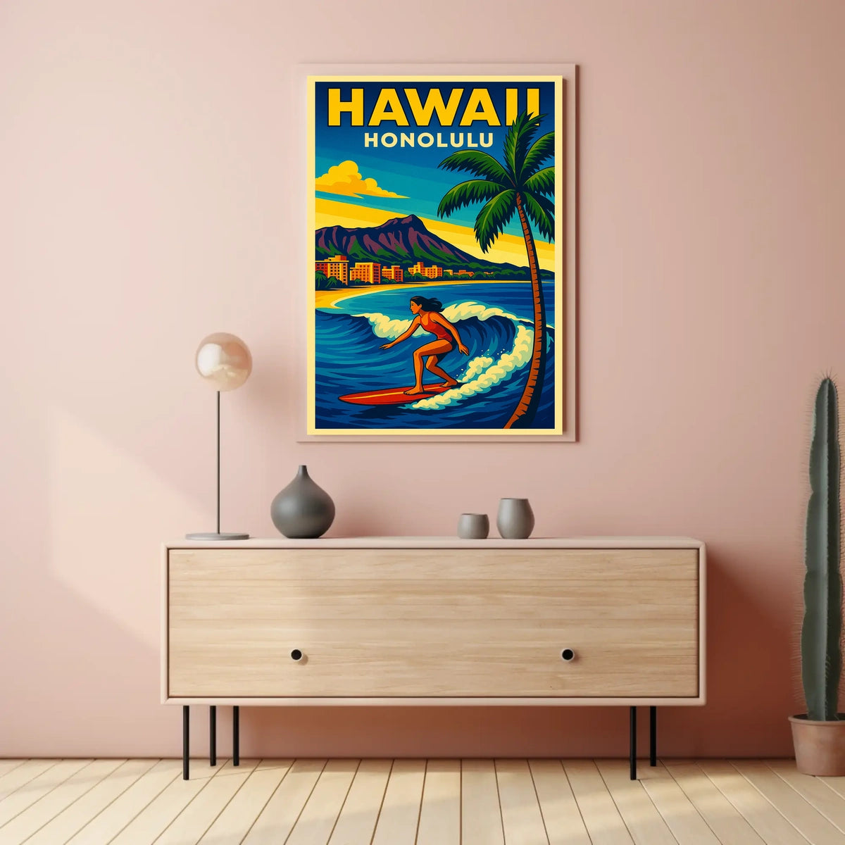 Surfing In Honolulu Poster