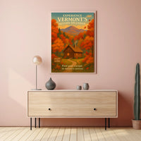 Autumn Cabin Vermont Nature Foliage Poster