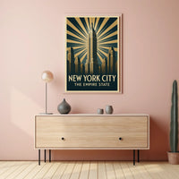 Empire State Building Poster Vintage Travel Wall Art