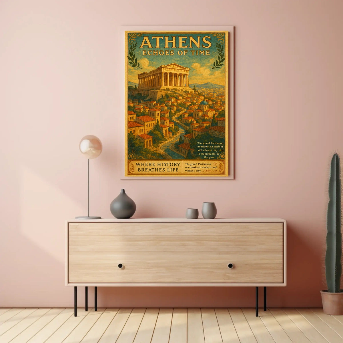Parthenon Vintage Travel Poster: Timeless Greek Heritage