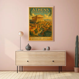 Parthenon Vintage Travel Poster: Timeless Greek Heritage