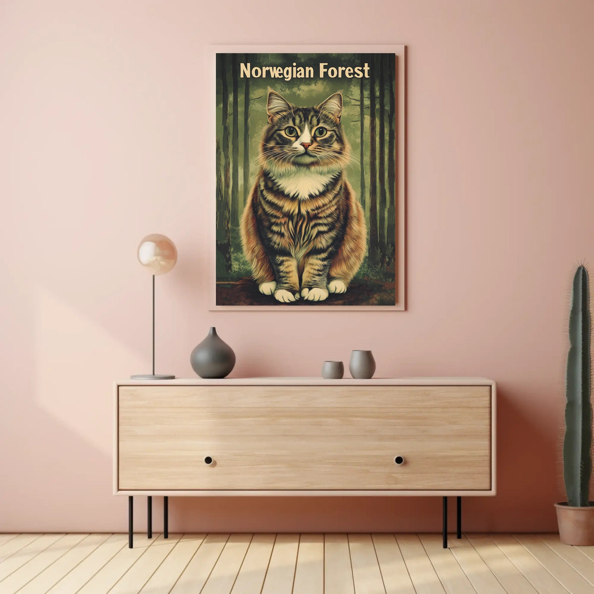 Norwegian Forest Cat Portrait Art Print Decor Poster