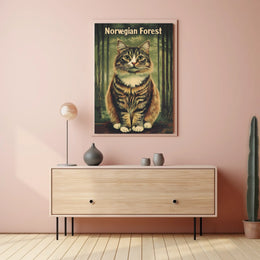 Norwegian Forest Cat Portrait Art Print Decor Poster