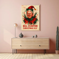 Bill Clinton Christmas Elf Historical or Presidential Poster