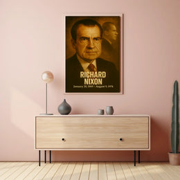 Richard Nixon Poster Analog Film Aesthetic Presidential Portrait Vintage Wall Art Print For History