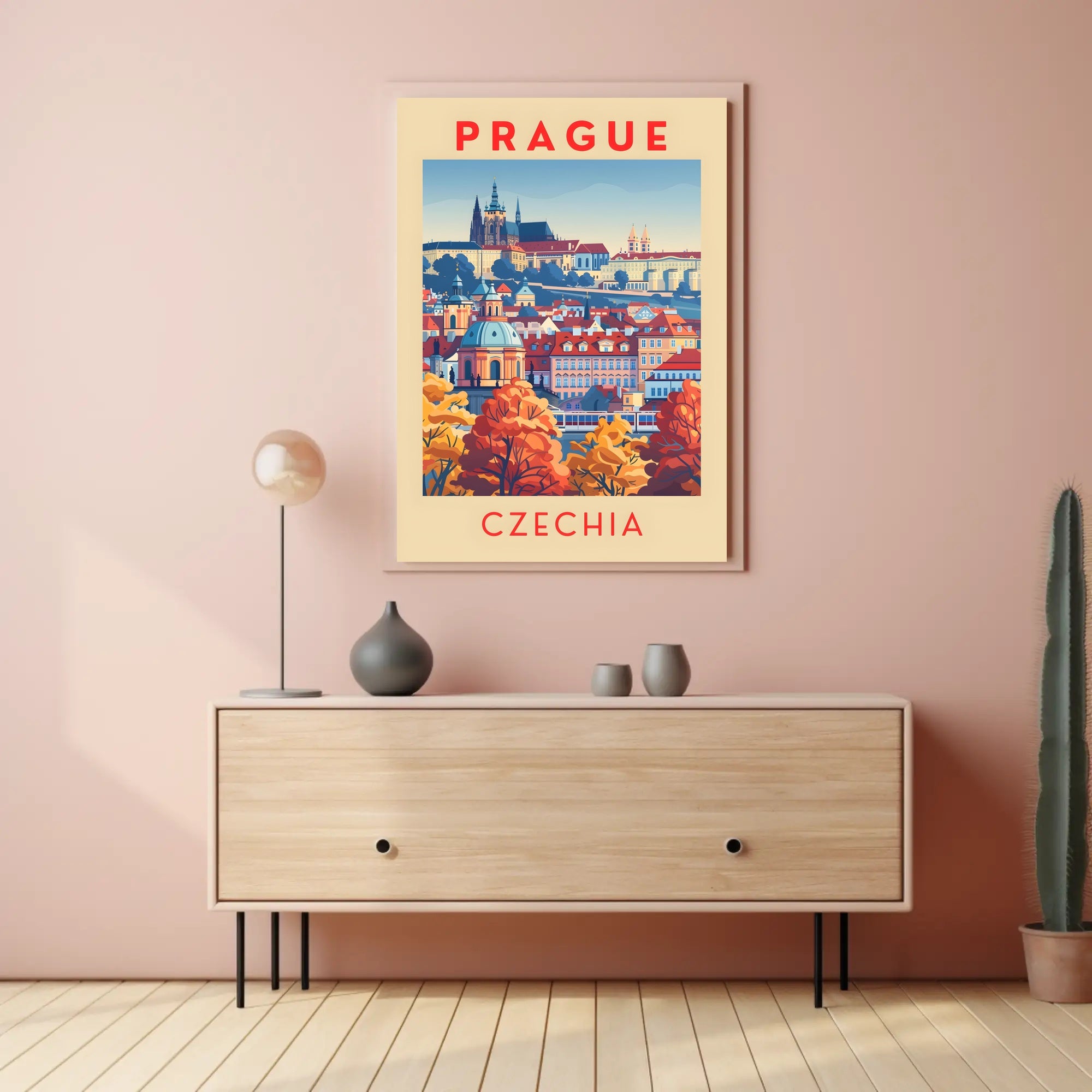 Stylized Historic Architecture of Prague Travel Poster