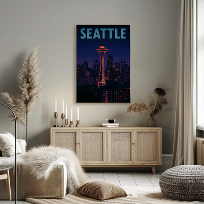 Seattle Skyline With Space Needle Travel Poster