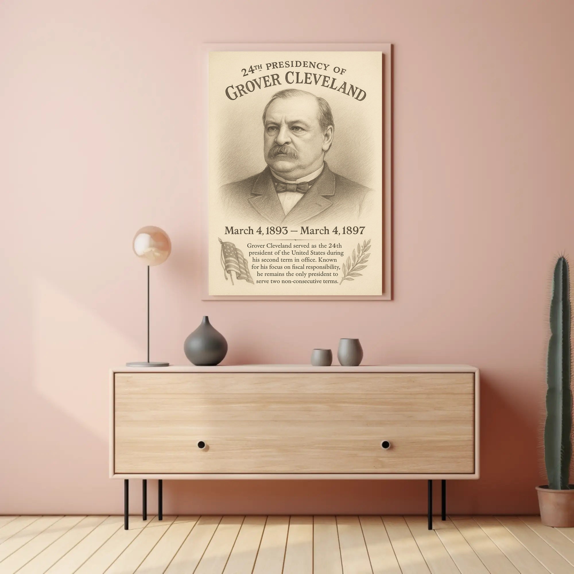 Grover Cleveland 24th President Sketch Poster Art Print PosterGoat