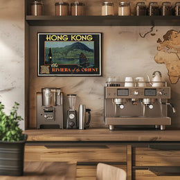 Vintage Hong Kong Poster with Night Skyline PosterGoat