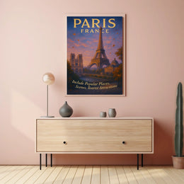 Paris, France Iconic Landmarks Poster