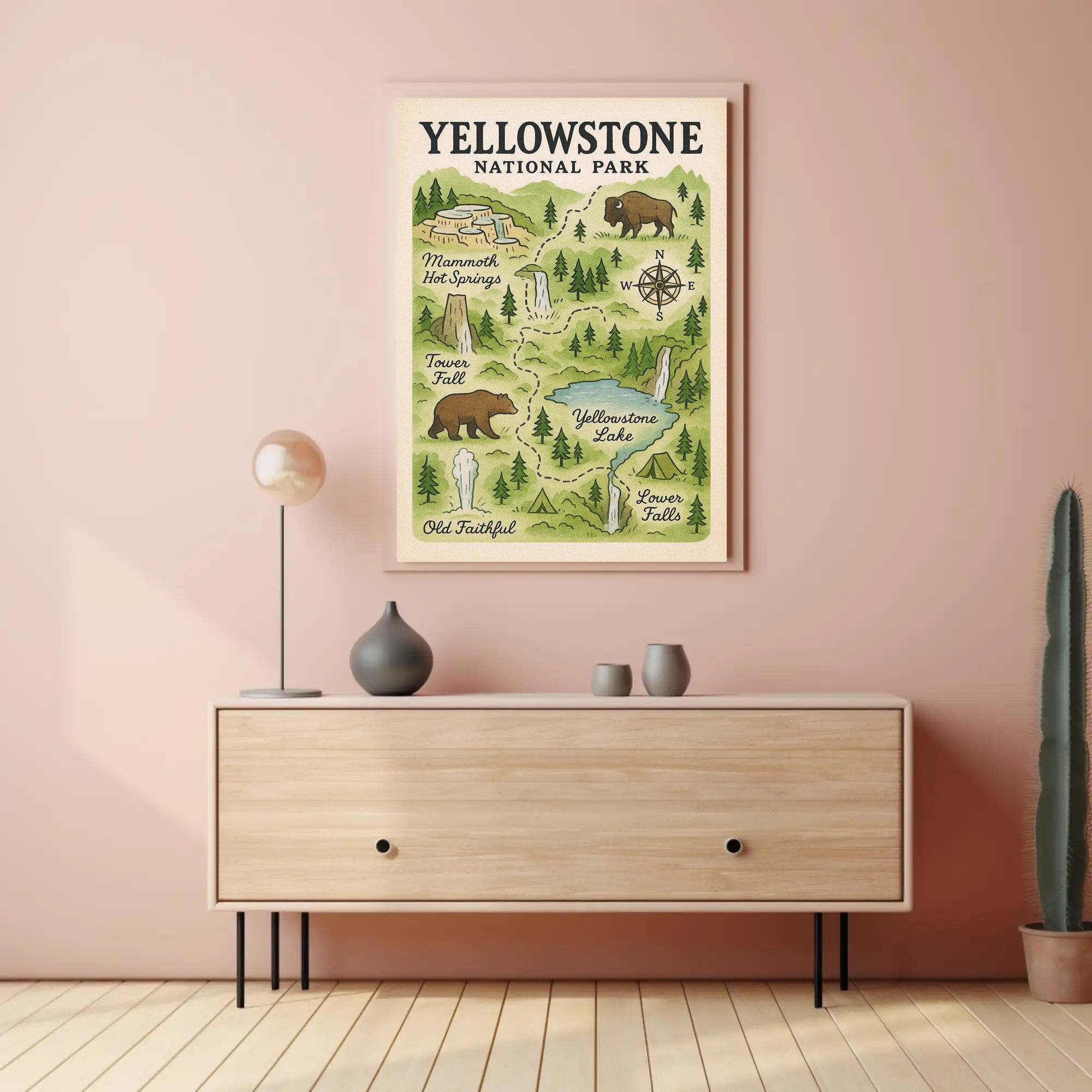 Yellowstone National Park Map Poster PosterGoat