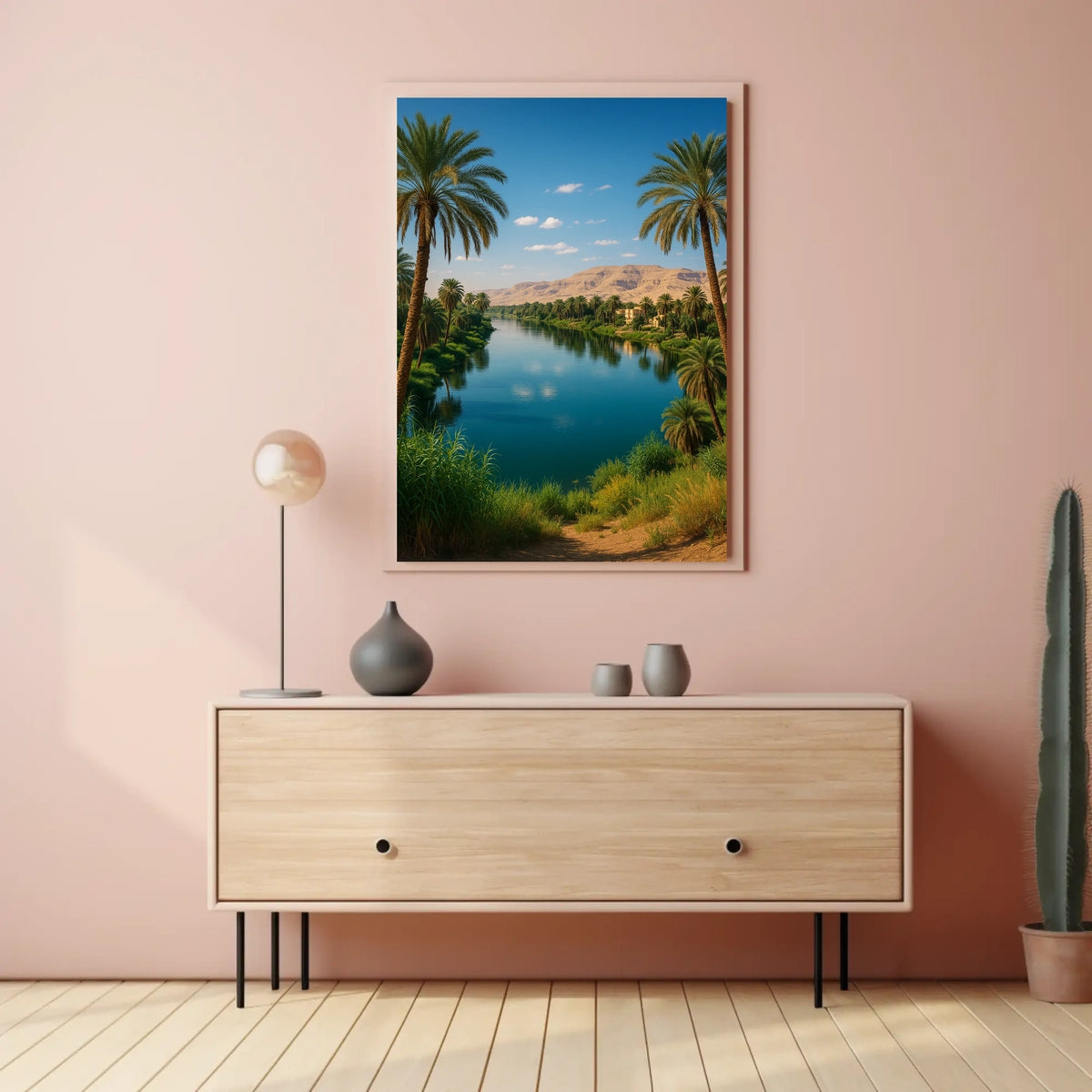 Serene Riverside Oasis Poster