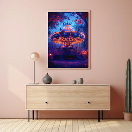 Enchanted Carousel in Autumn Night Fantasy or Mythology Poster