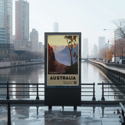 Australia - The Blue Mountains Vintage Travel Poster