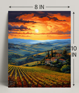 Sunset Over Tuscan Vineyards Poster