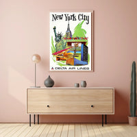 Iconic New York City Travel Poster Vintage Wall Art