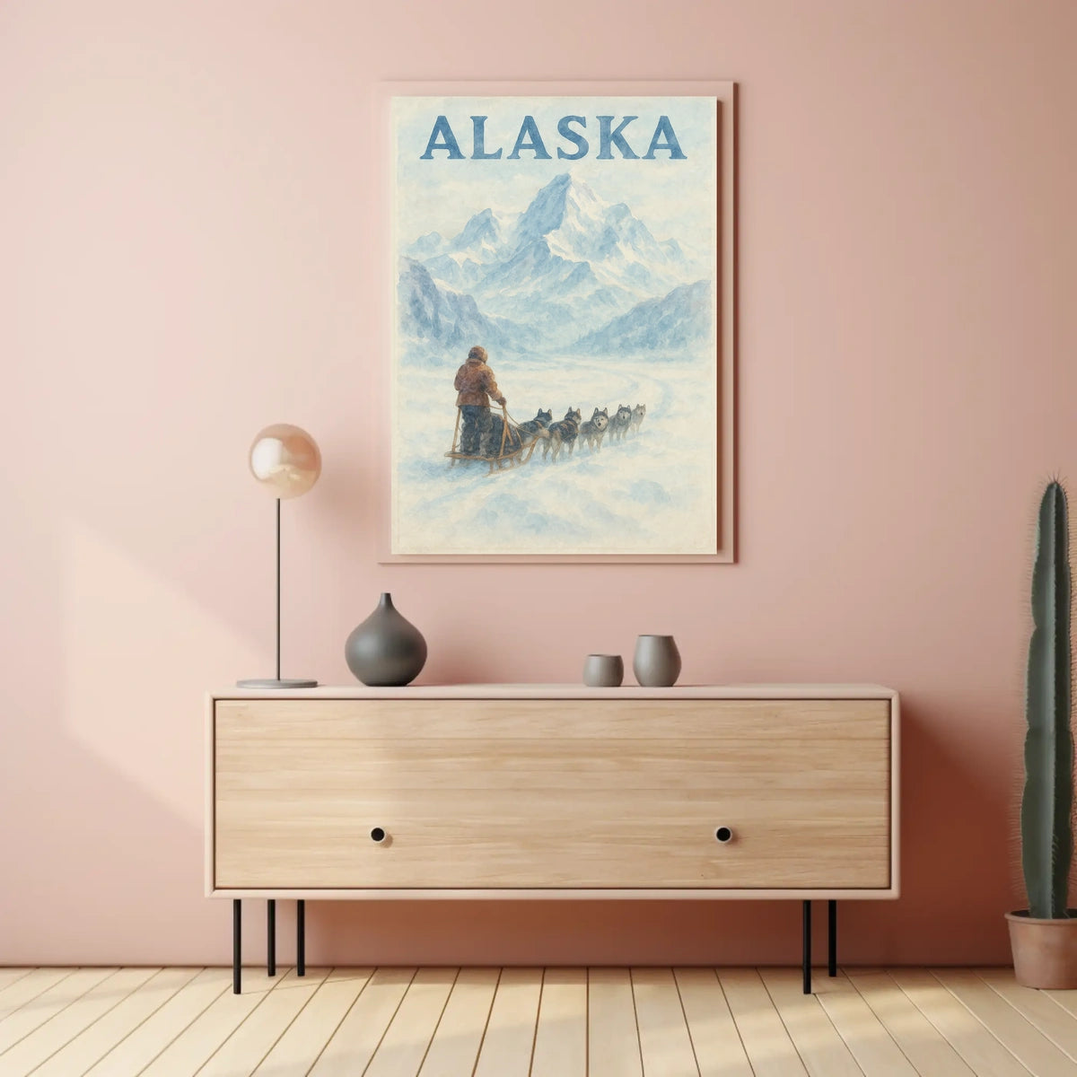 Alaska Dog Sledding Vintage Travel Poster