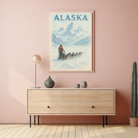 Alaska Dog Sledding Vintage Travel Poster