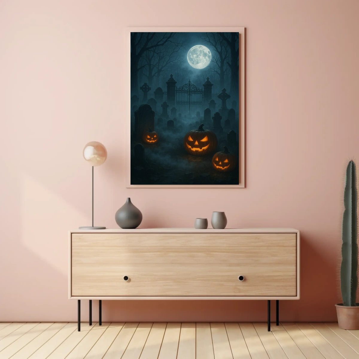 Haunted Graveyard Under The Full Moon Poster