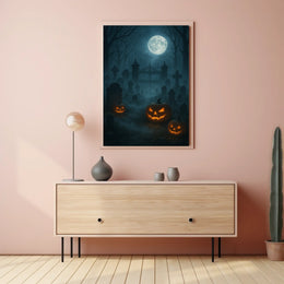 Haunted Graveyard Under The Full Moon Poster
