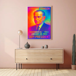 Lyndon B. Johnson 36th President of the United States Neon Gradient Overlay Poster