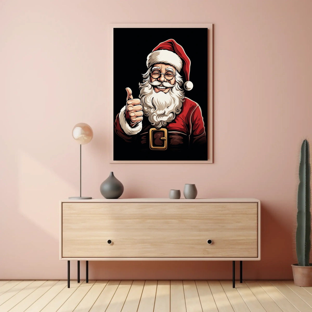 Santa Claus Cheerful Red Traditional Christmas Artwork Poster