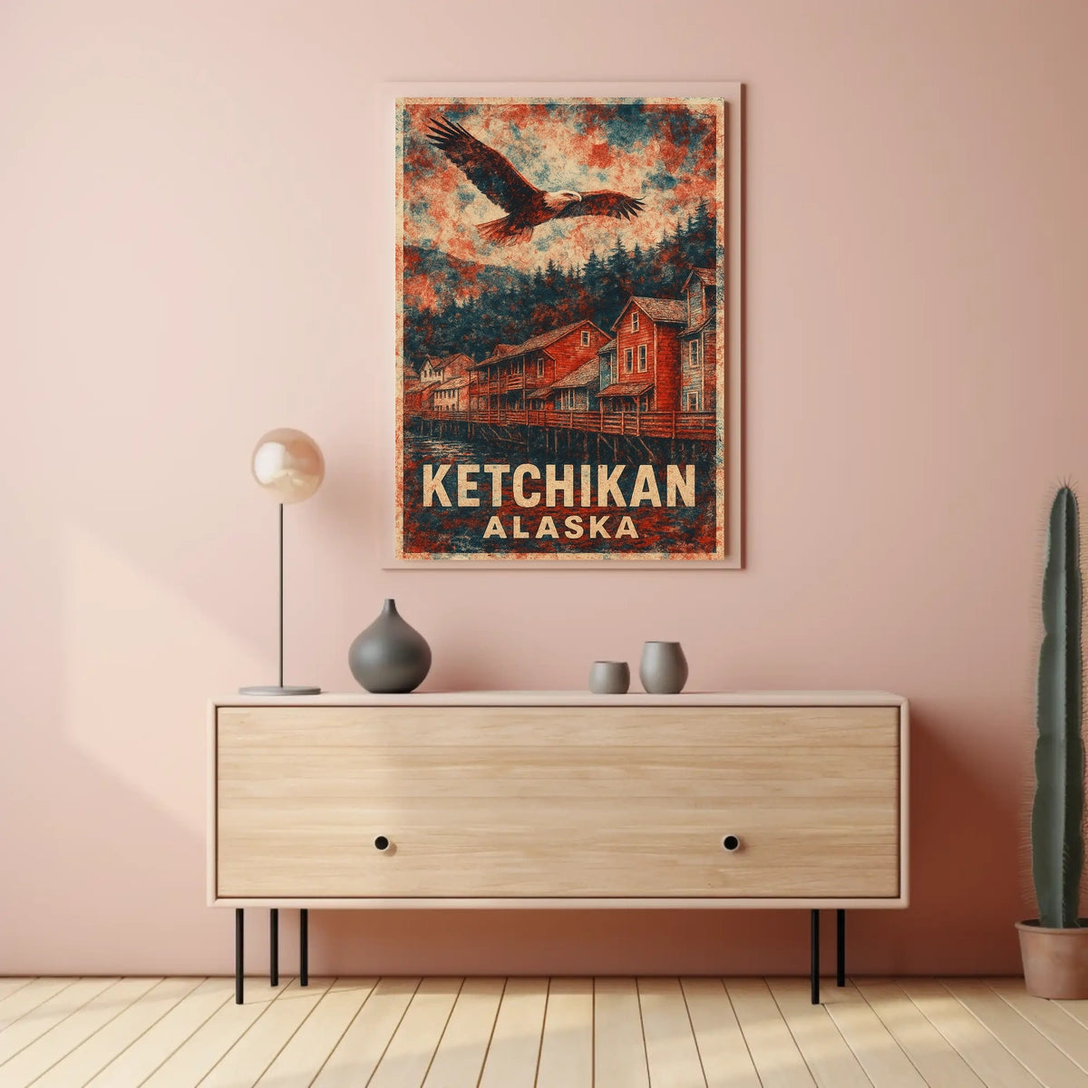 Ketchikan Eagles Vintage Coastal Travel Poster