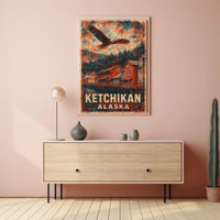 Ketchikan Eagles Vintage Coastal Travel Poster