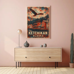 Ketchikan Eagles Vintage Coastal Travel Poster