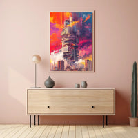 Futuristic Cityscape Art Deco Style Poster