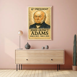 John Quincy Adams 6th President of the United States Exaggerated Cartoon Sketch Poster