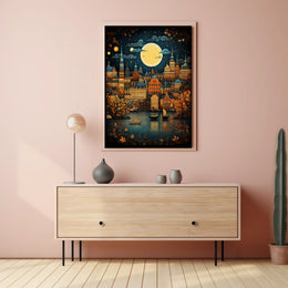 European Charm in Old-World Cityscape Fantasy Travel Poster