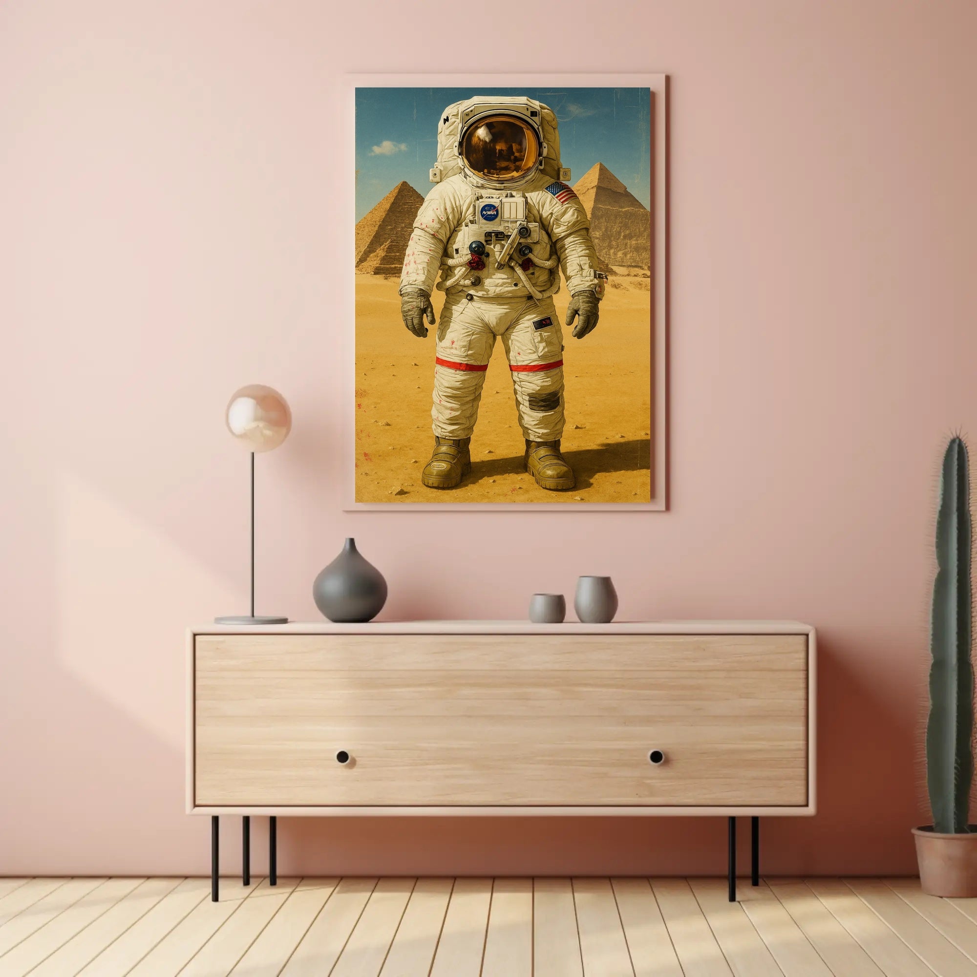Astronaut at Pyramids Futuristic Sci-Fi Poster