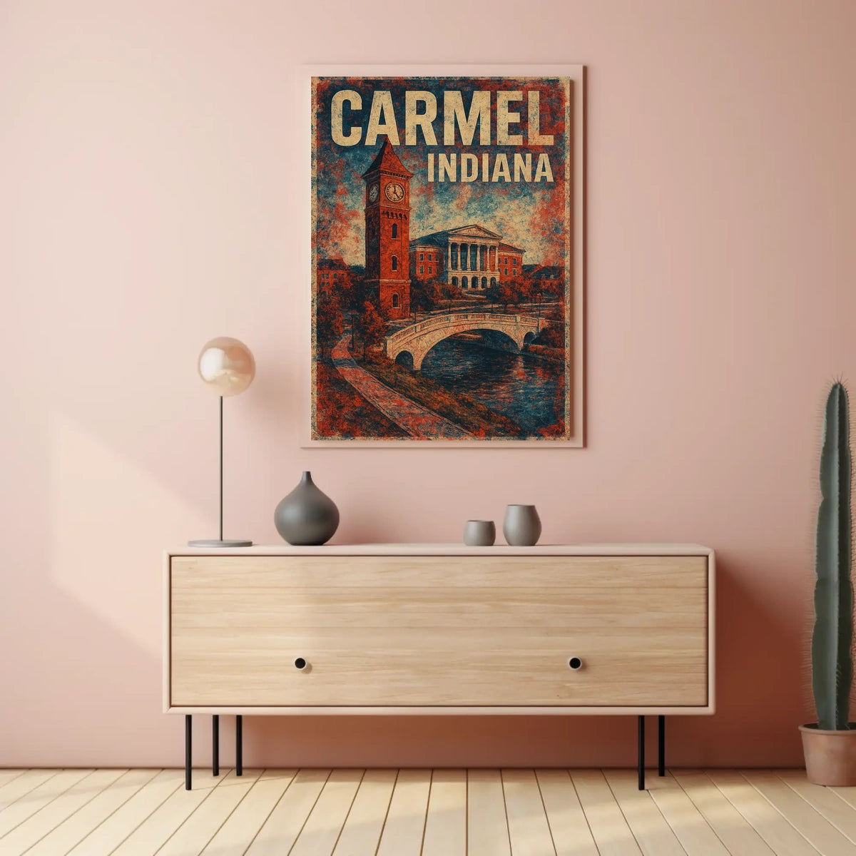 Carmel Indiana Vintage Travel Poster