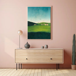 Serene Countryside Landscape Poster Minimalist Wall Art