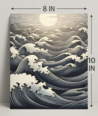 Ocean Waves At Sunset Poster PosterGoat