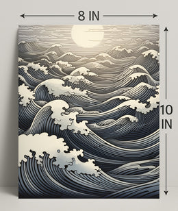 Ocean Waves At Sunset Poster PosterGoat