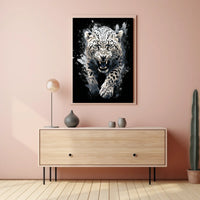 Fierce Roaring Leopard Dynamic Art Poster Print