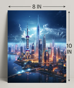 Futuristic Skyline At Twilight Poster