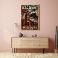 Lees Summit Missouri Cityscape Travel Heritage Scenic Wanderlust Decor Realism Minimalist Poster