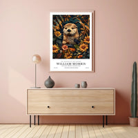 Otter in Arts and Crafts Floral Artistic Poster