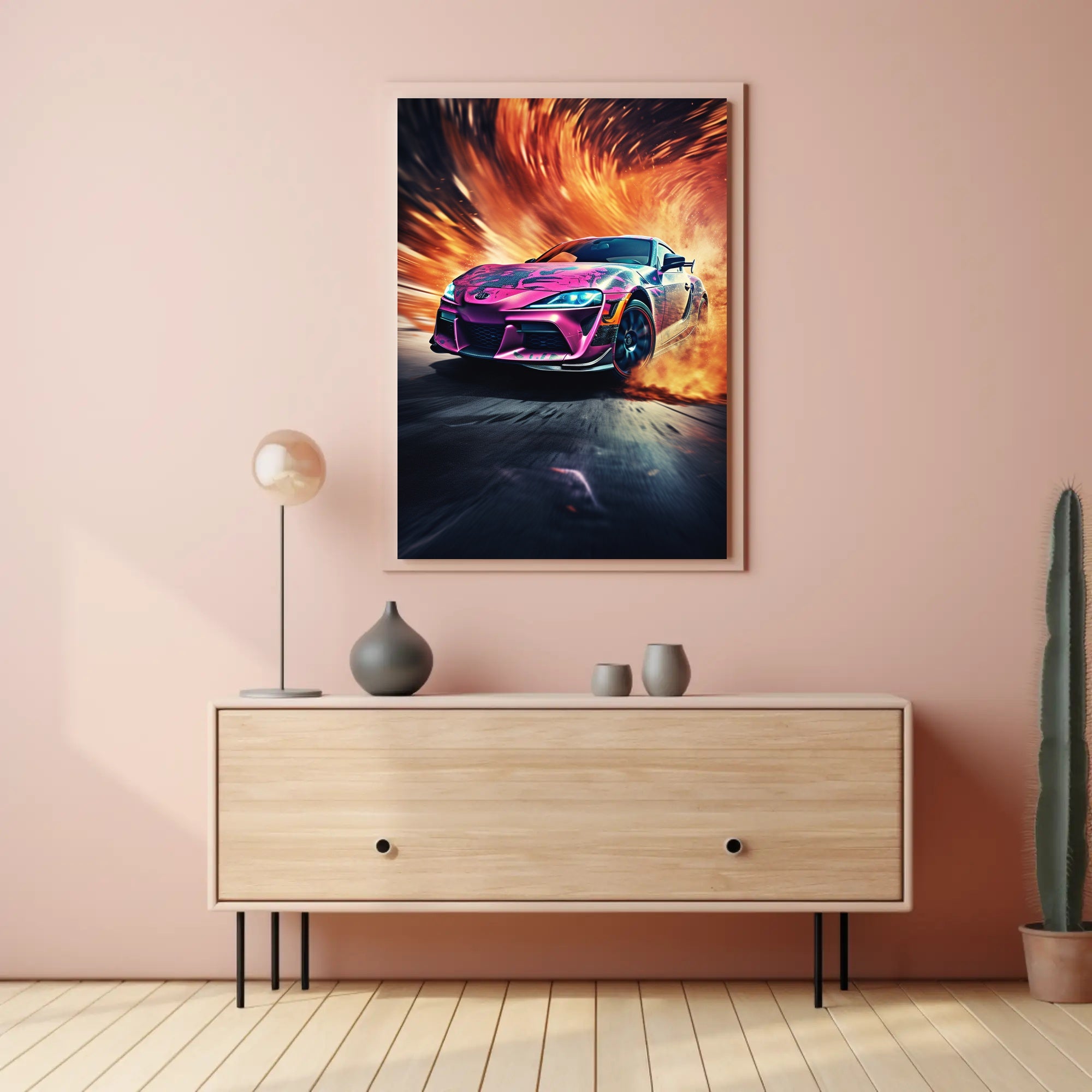Modern Sports Travel Poster Featuring Dynamic Vehicles