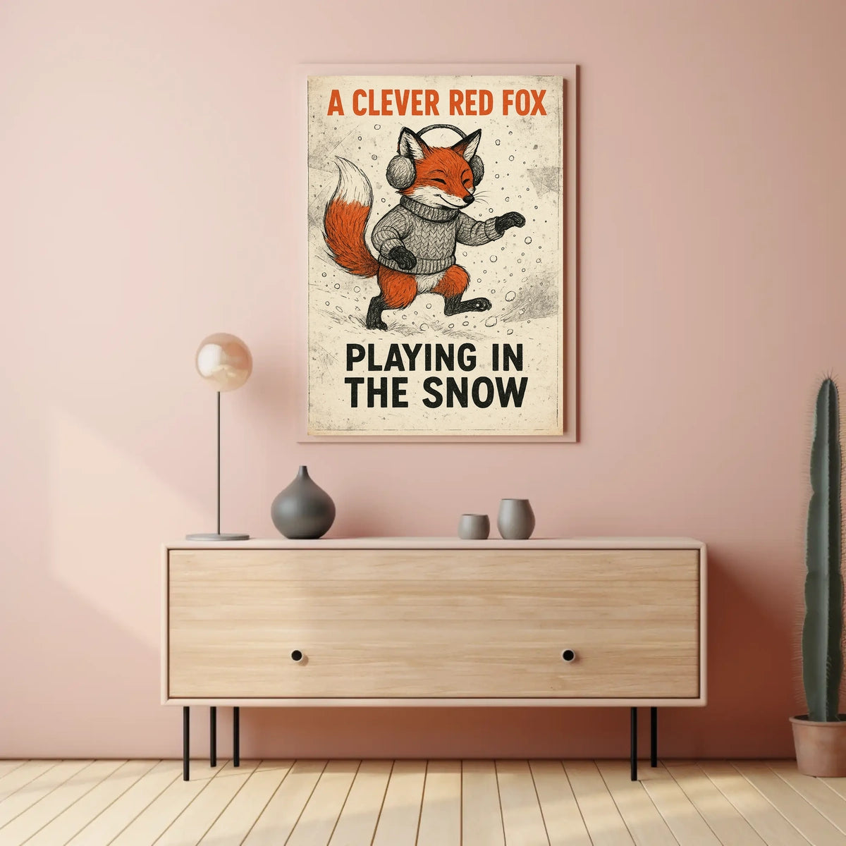 Fox Playing In Snow Poster