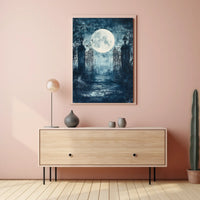 Mysterious Moonlit Gate Scene Artistic Poster