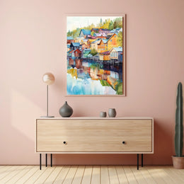 Finland Porvoo Old Town Colorful Houses Poster