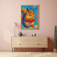 Festive Squirrel With Candy Cane Poster