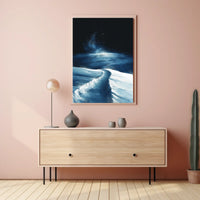 Serene Snowy Landscape Under Starry Sky Poster